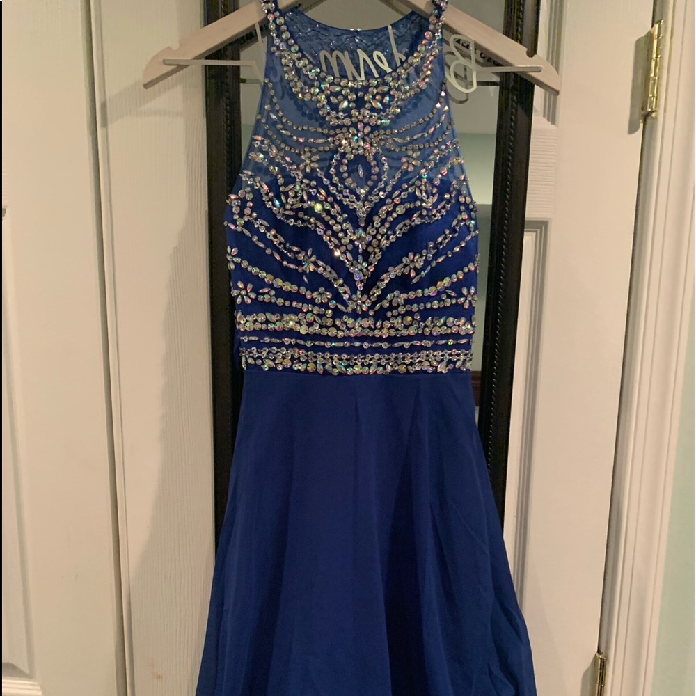 Royal blue Prom dress with crystal beading